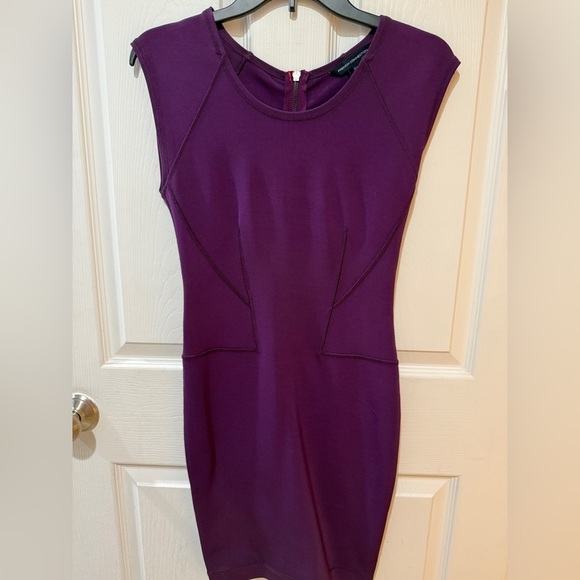 French Connection Purple Bodycon Mini Dress zipup back is the star of the show⭐️ - Picture 2 of 4